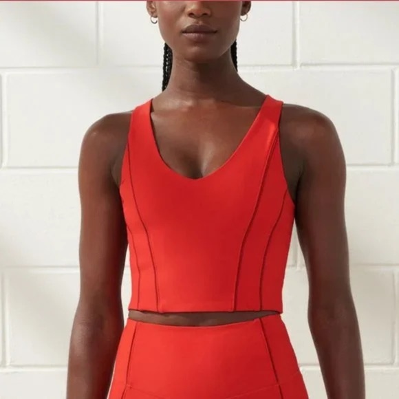 Abercrombie YPB Corset Slim V-Neck Tank Size XS Red - Picture 1 of 5